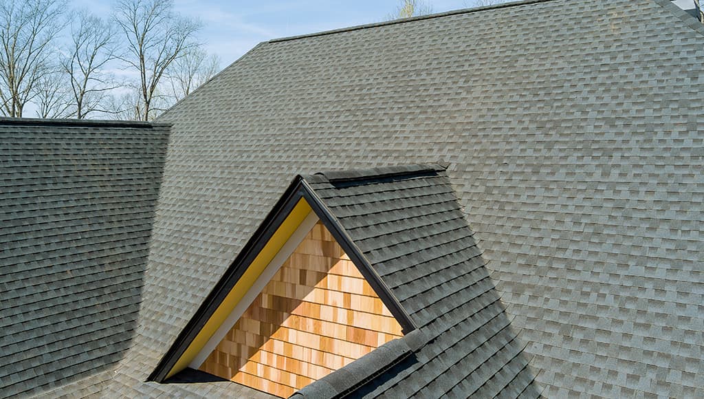 An asphalt shingle roof in good condition