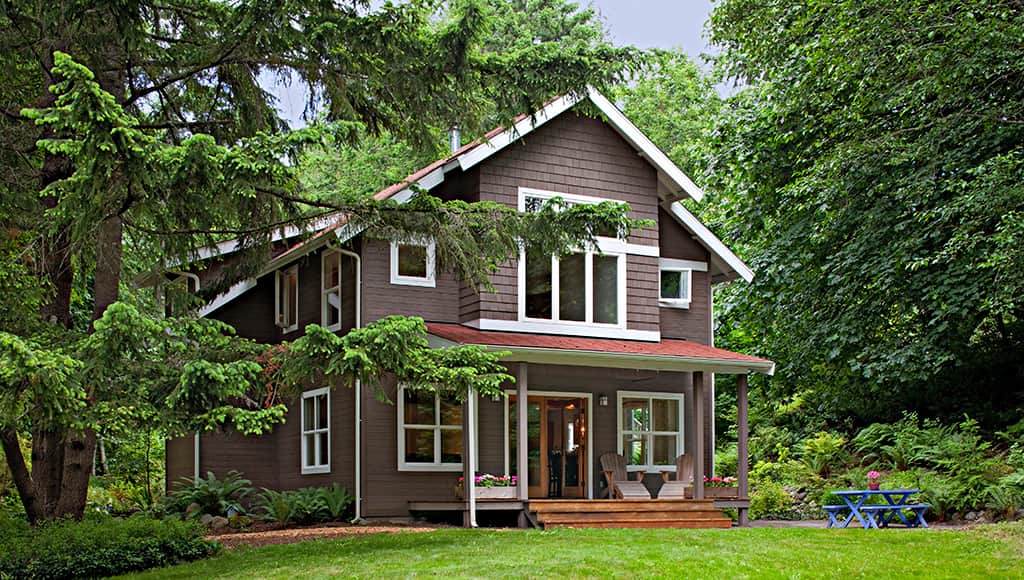 A beautiful traditional craftsman-style home with fiber cement siding.